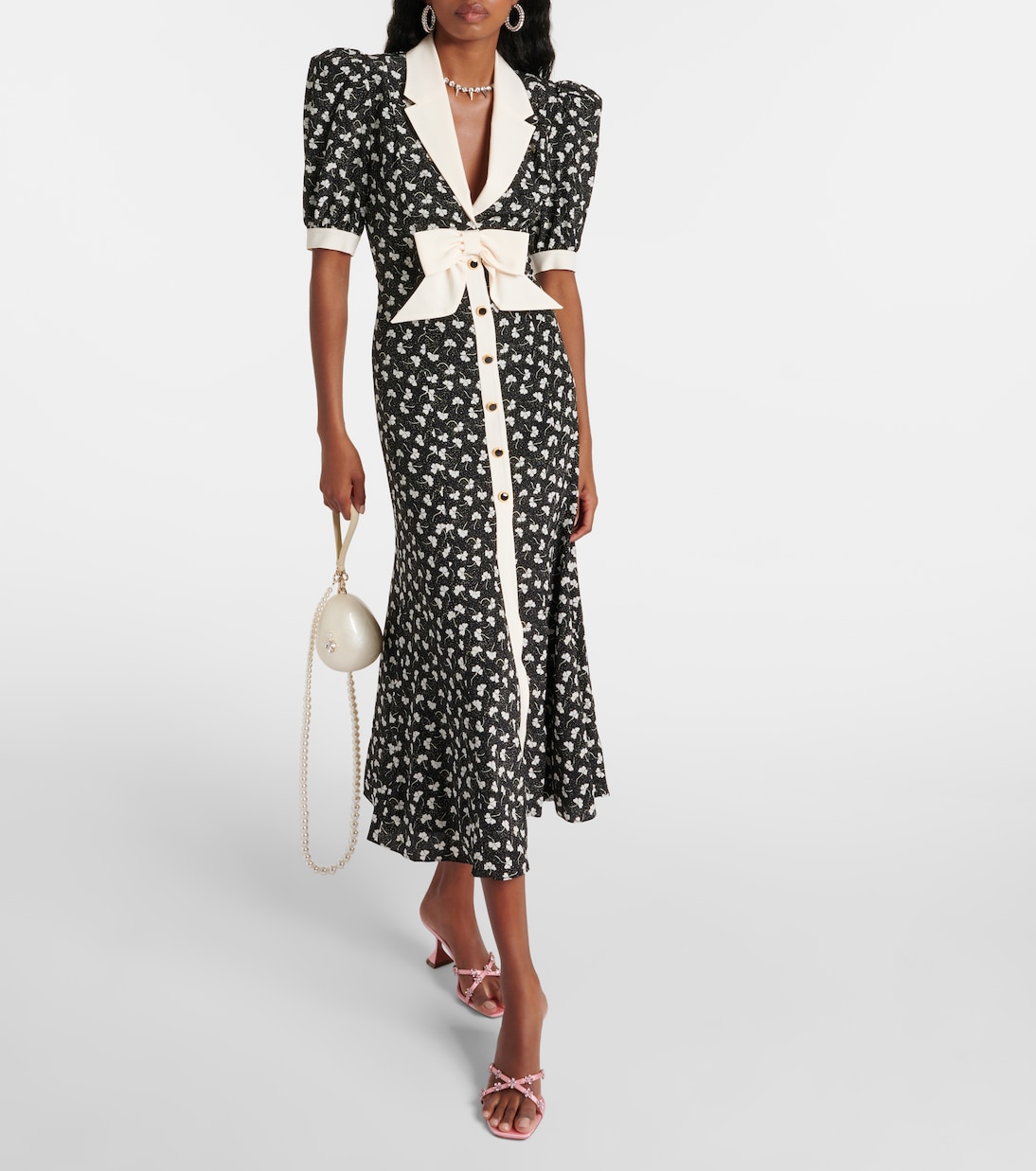 Bow-detail printed silk maxi dress | Alessandra Rich