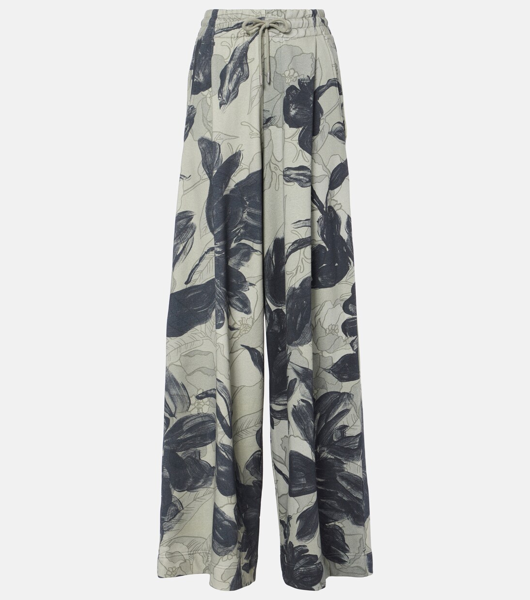 Floral cotton jersey sweatpants in grey - Dries Van Noten | Mytheresa