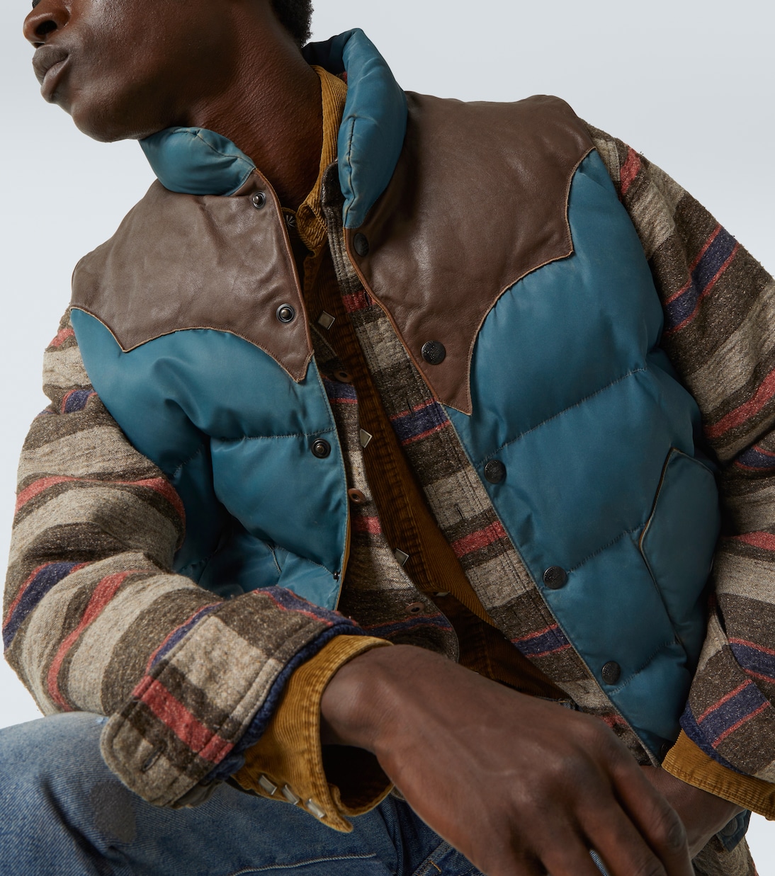 Wattierte Weste Stonely mit Leder | RRL