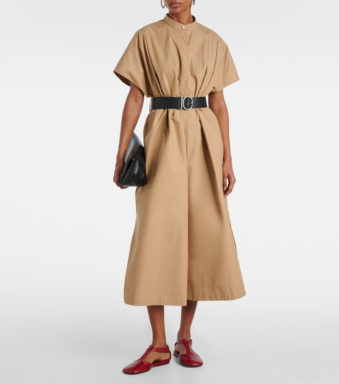 Belted cotton midi dress | Jil Sander