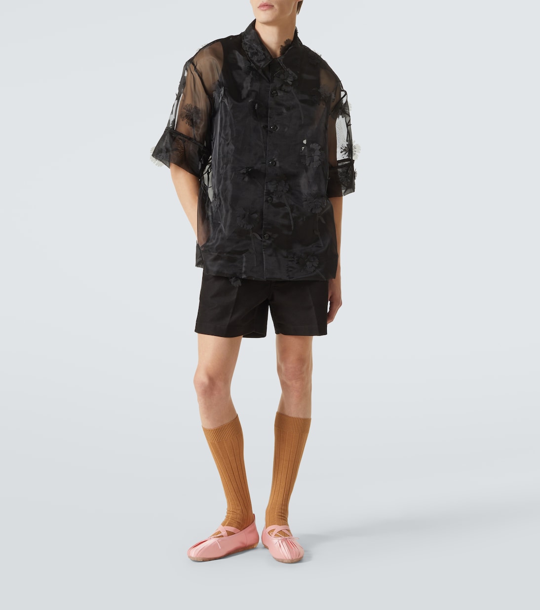 Camicia bowling Carnation in organza | Simone Rocha
