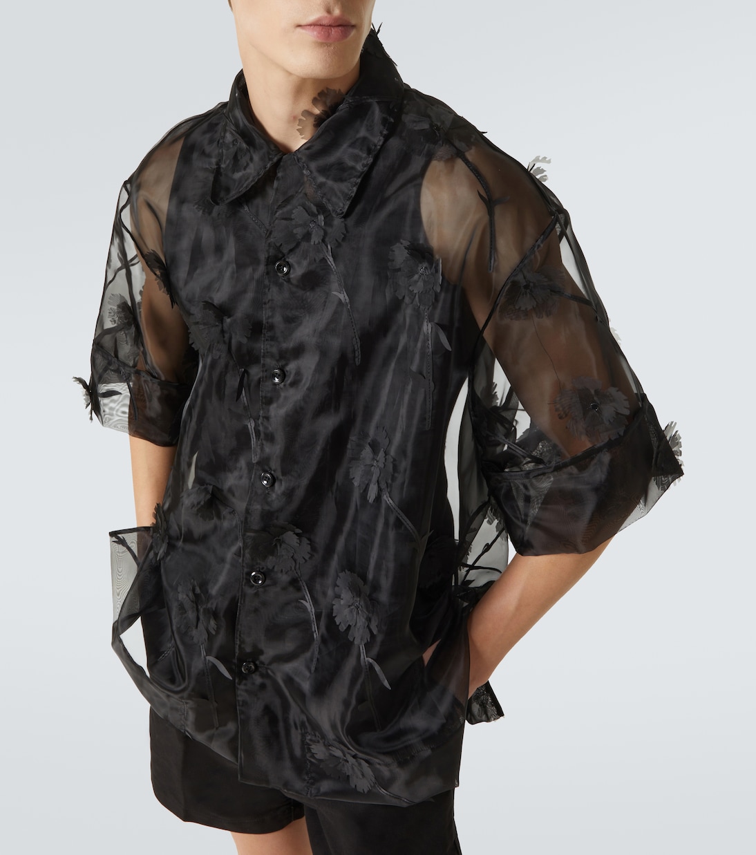 Camicia bowling Carnation in organza | Simone Rocha