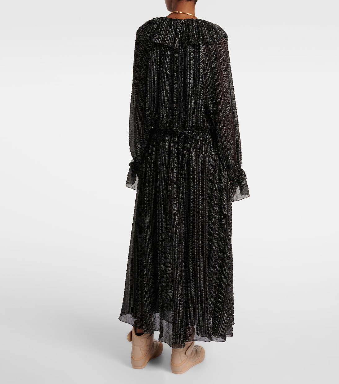 Ruffled gathered silk-blend gown | Chloé