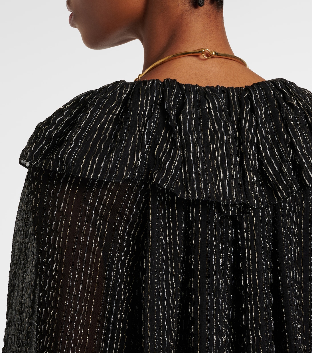 Ruffled gathered silk-blend gown | Chloé
