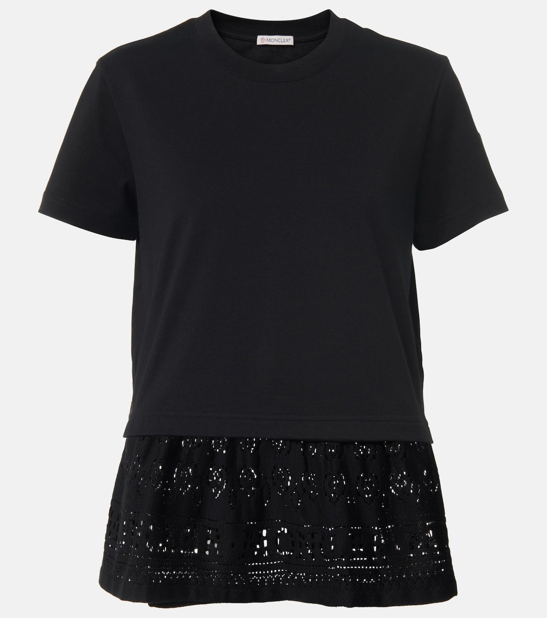T-shirt in cotone con pizzo | Moncler