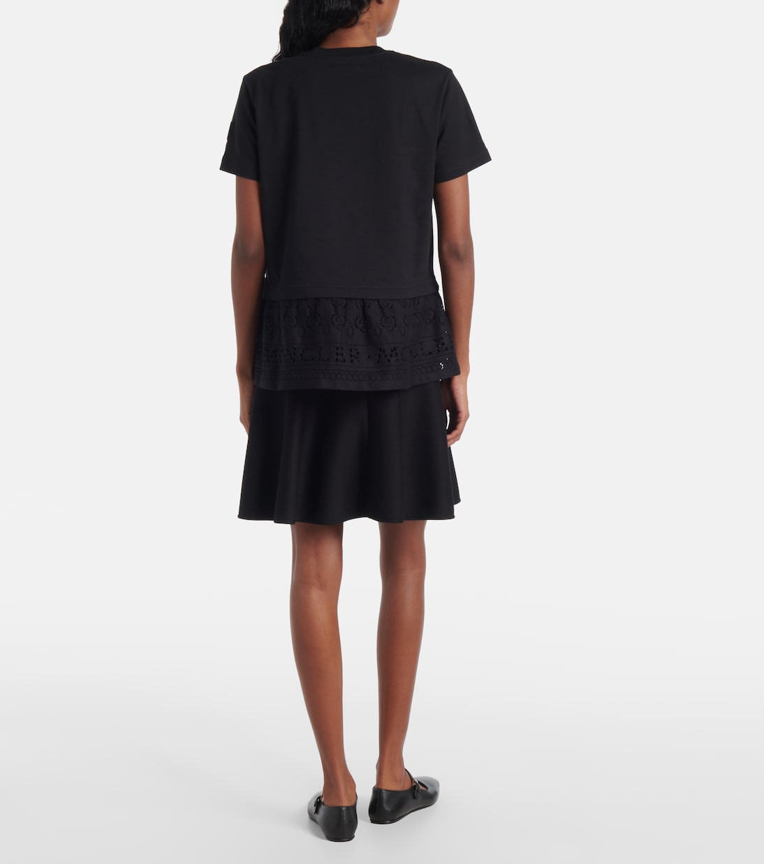 T-shirt in cotone con pizzo | Moncler