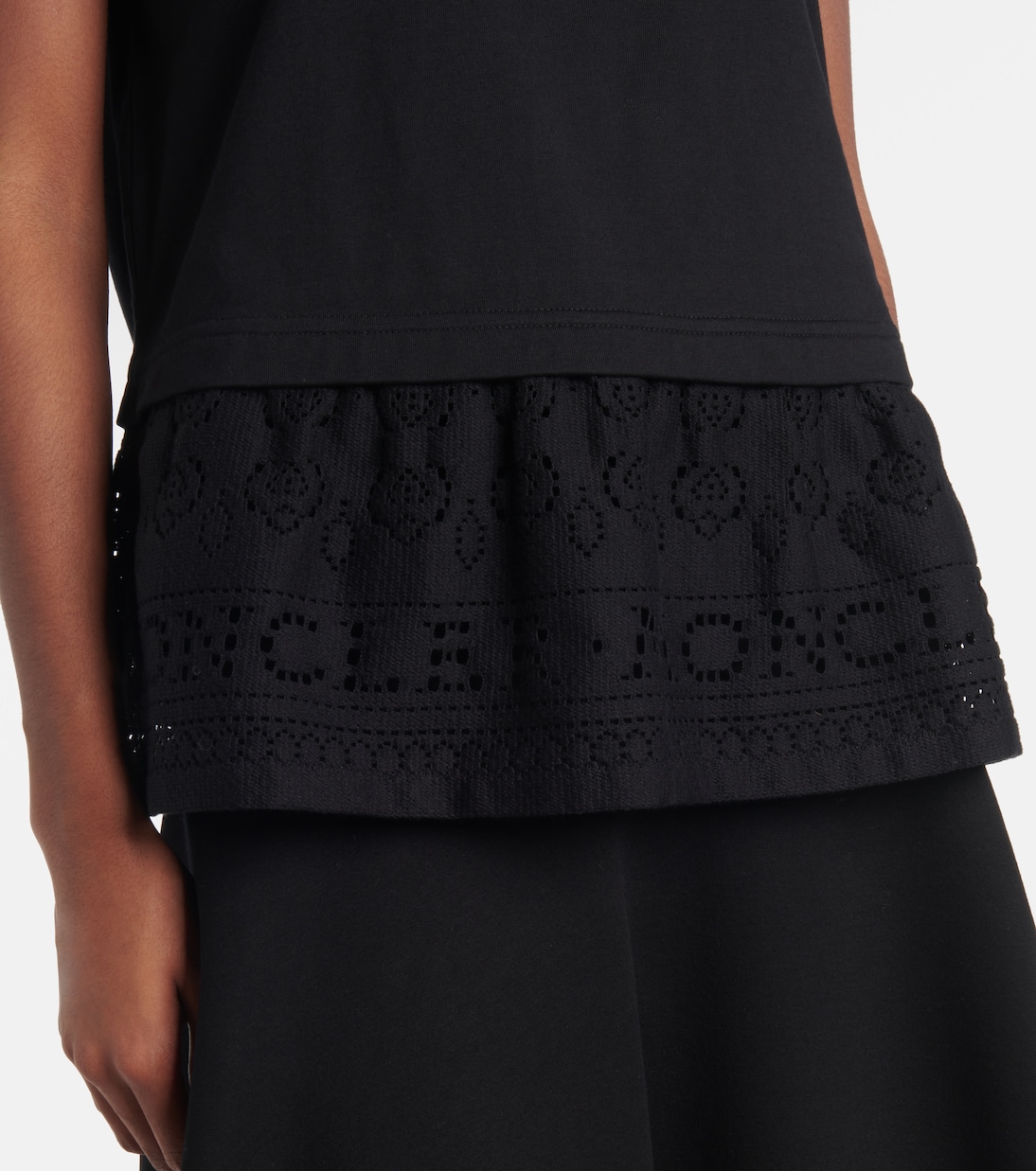 T-shirt in cotone con pizzo | Moncler
