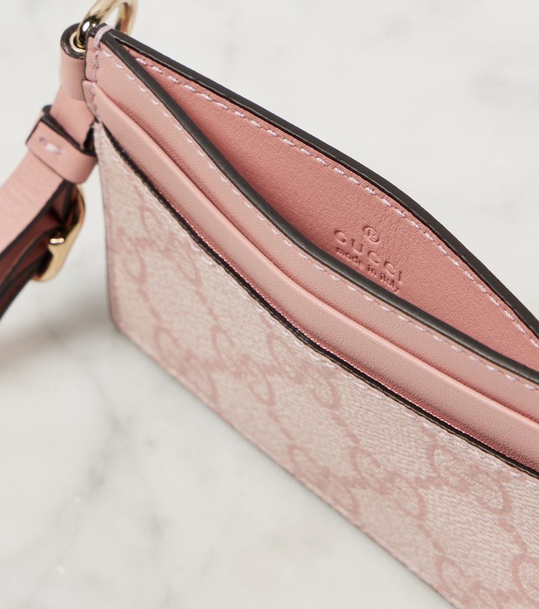 Portacarte Emblem in canvas GG con pelle | Gucci
