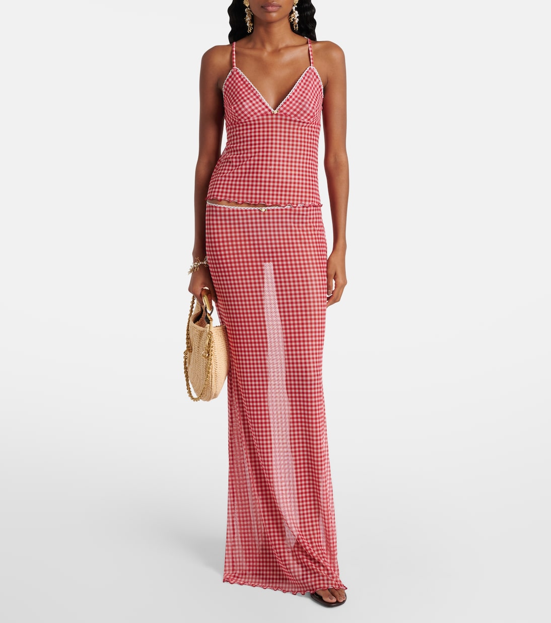Solay gingham maxi skirt | Bananhot