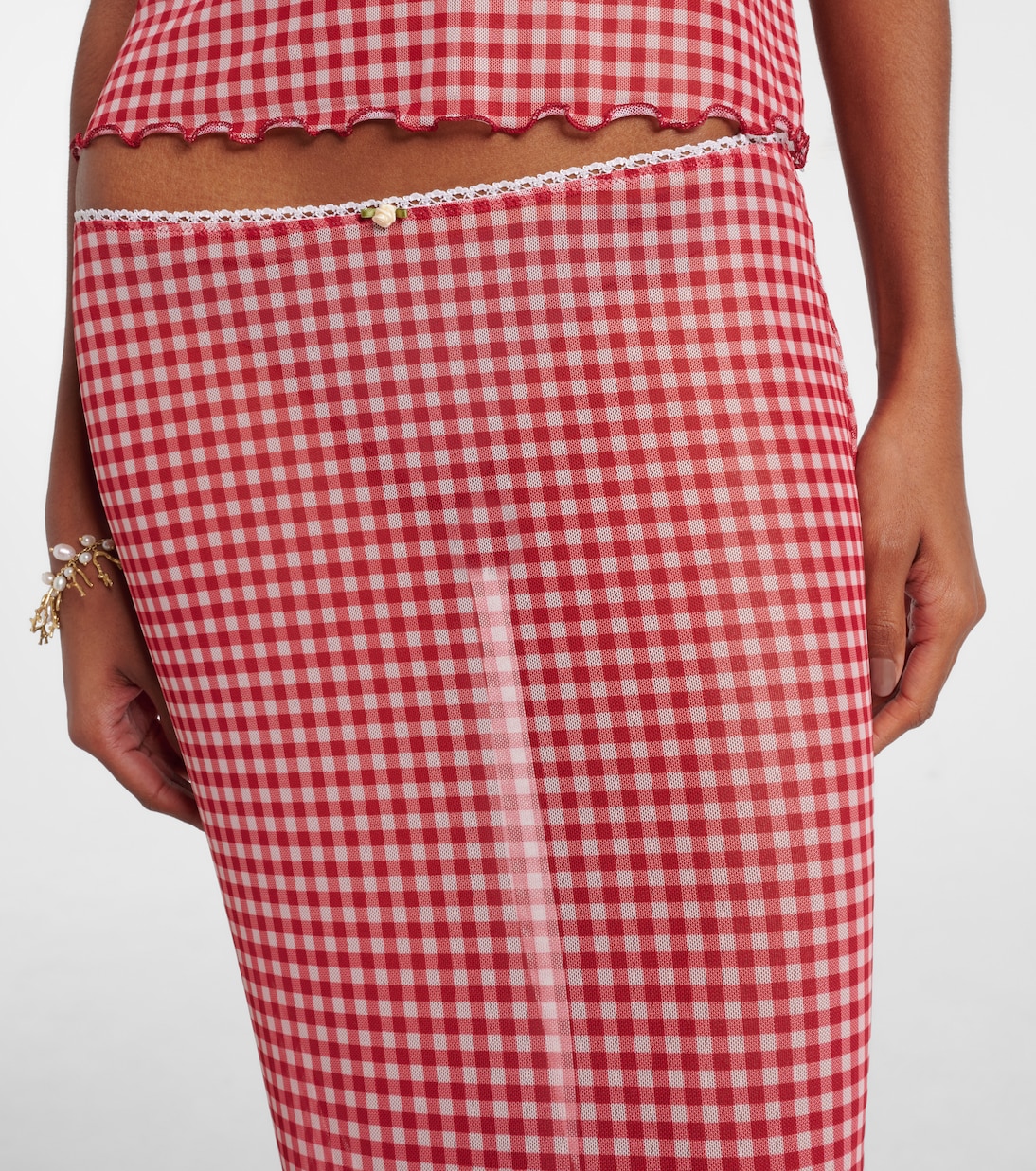 Solay gingham maxi skirt | Bananhot