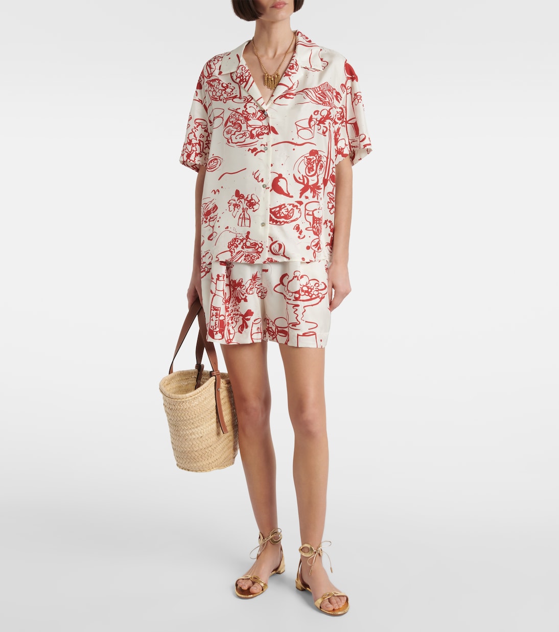 Zurich printed silk twill shorts | Asceno