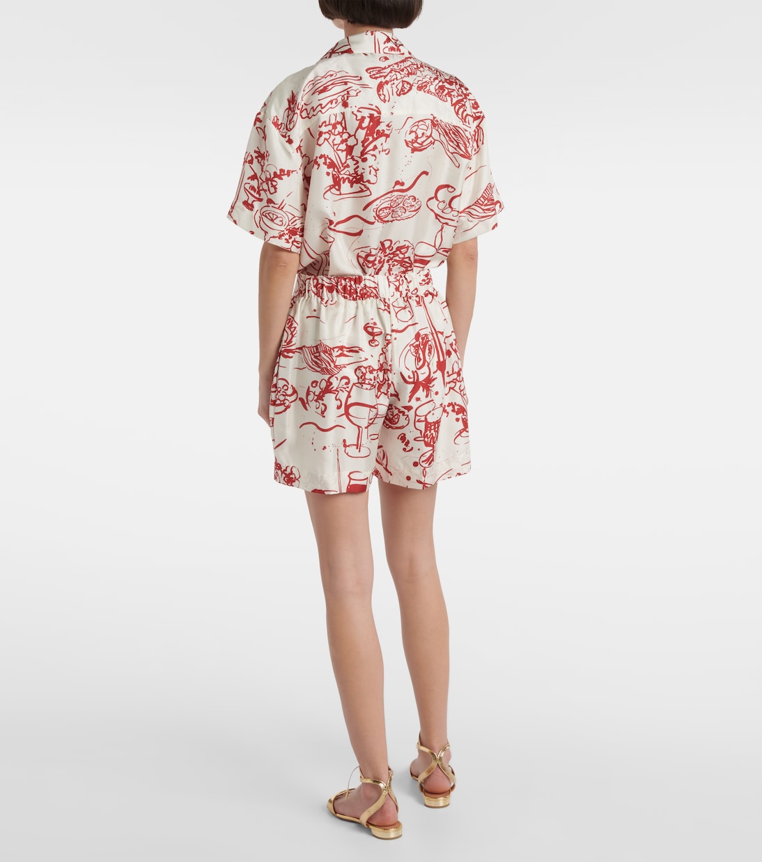 Zurich printed silk twill shorts | Asceno