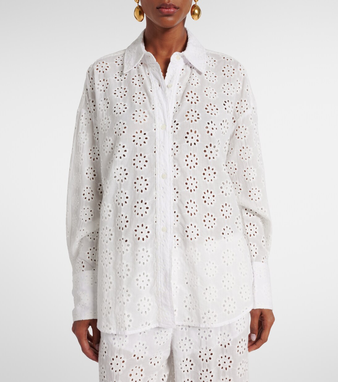 Colton eyelet cotton shirt | Staud