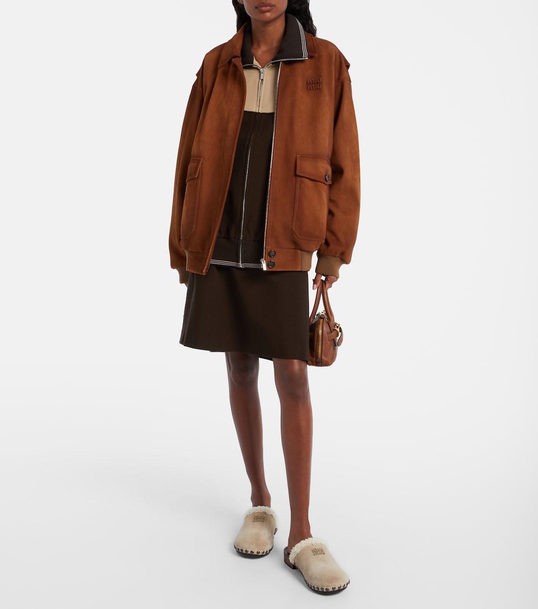 Clogs aus Veloursleder mit Shearling | Miu Miu
