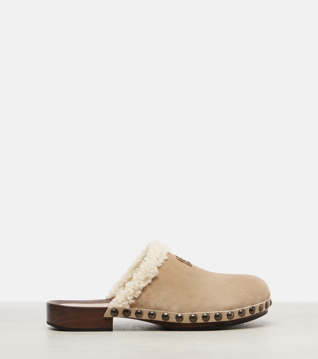 Clogs aus Veloursleder mit Shearling | Miu Miu