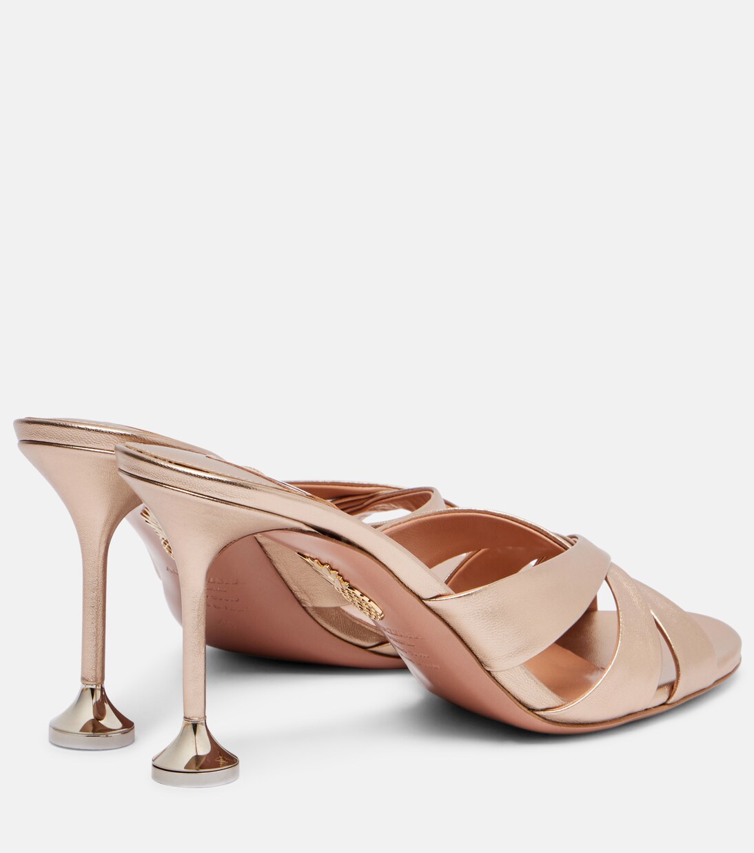 Pantoletten Kiss Me Quick aus Metallic-Leder | Aquazzura
