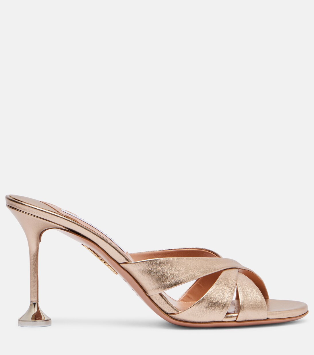 Pantoletten Kiss Me Quick aus Metallic-Leder | Aquazzura