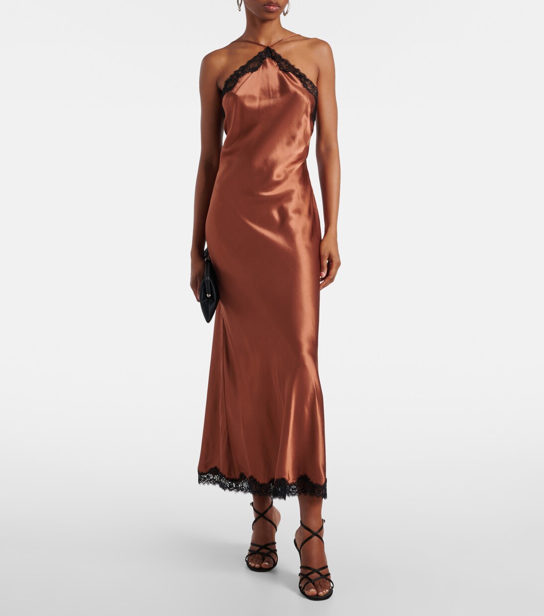 Harlan lace-trimmed satin midi dress | Rixo