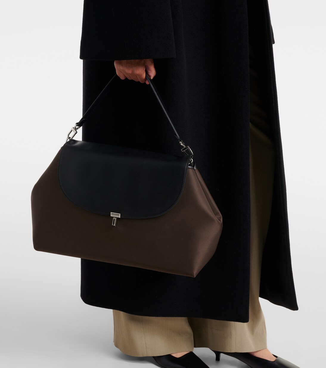 T-Lock Medium leather-trimmed shoulder bag | Toteme