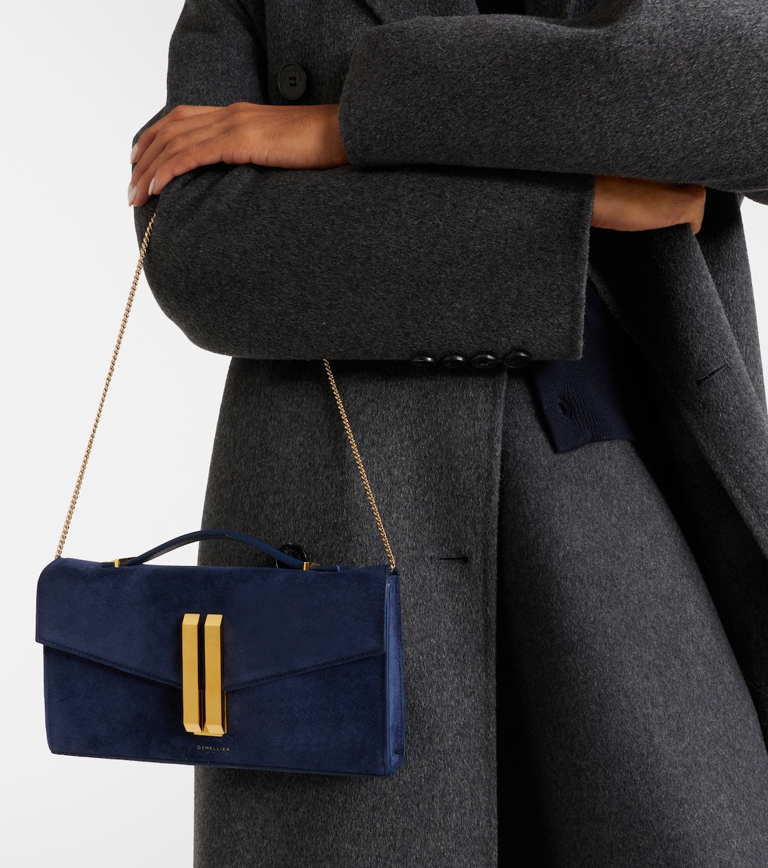 Vancouver 레더 트리밍 스웨이드 클러치 | DeMellier