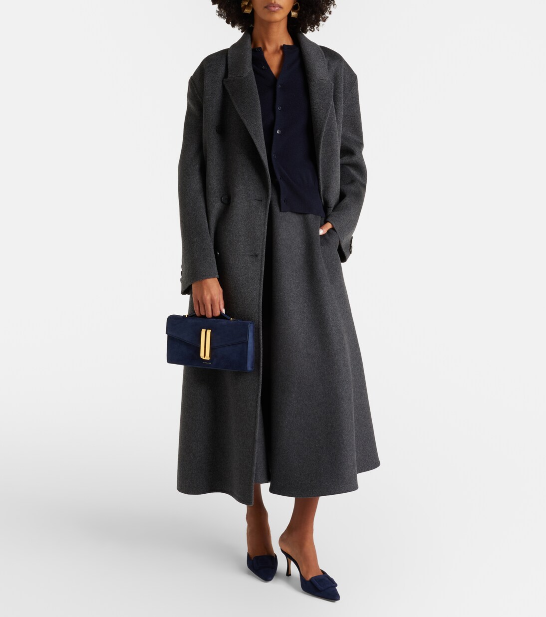 Vancouver 레더 트리밍 스웨이드 클러치 | DeMellier