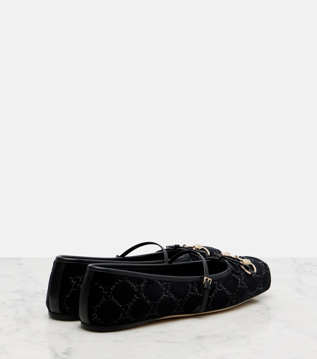 Ballerinas Gucci Horsebit aus Samt mit Kristallen | Gucci