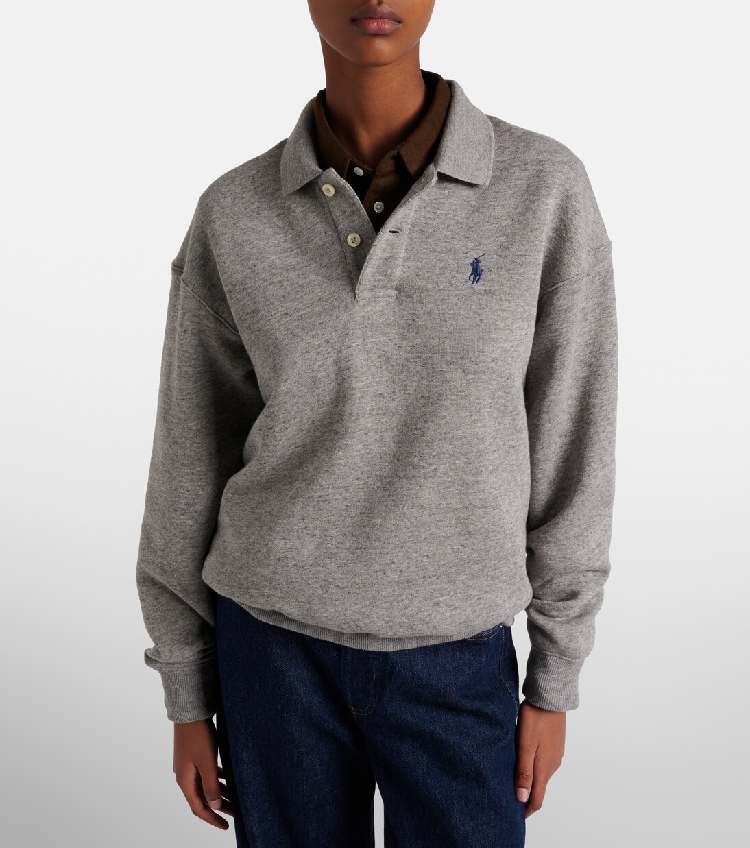 Logo cotton-blend fleece polo sweatshirt | Polo Ralph Lauren