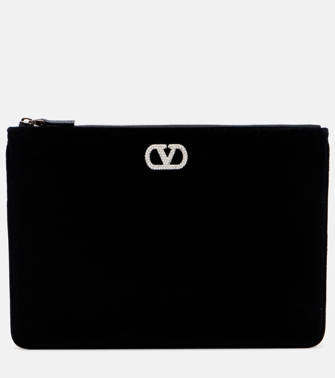 Clutch VLogo aus Samt mit Kristallen | Valentino Garavani