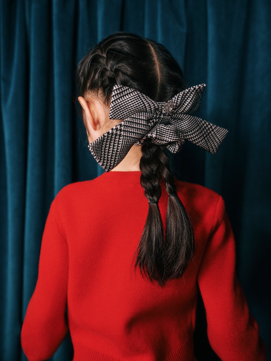 Prince of Wales check wool-blend scrunchie | Self-Portrait Kids