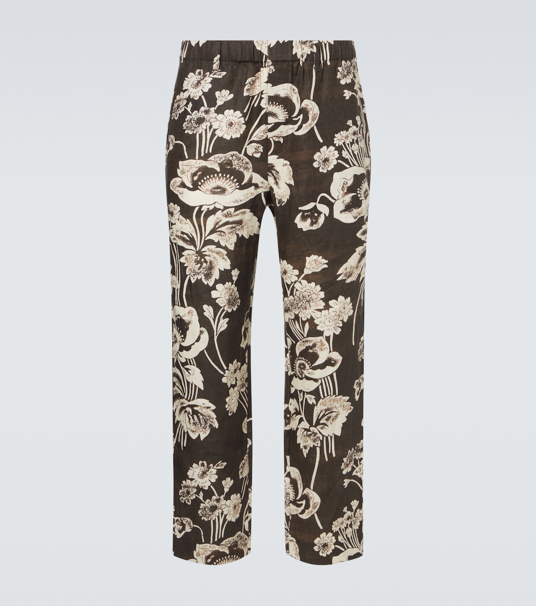 Floral linen straight pants | Commas