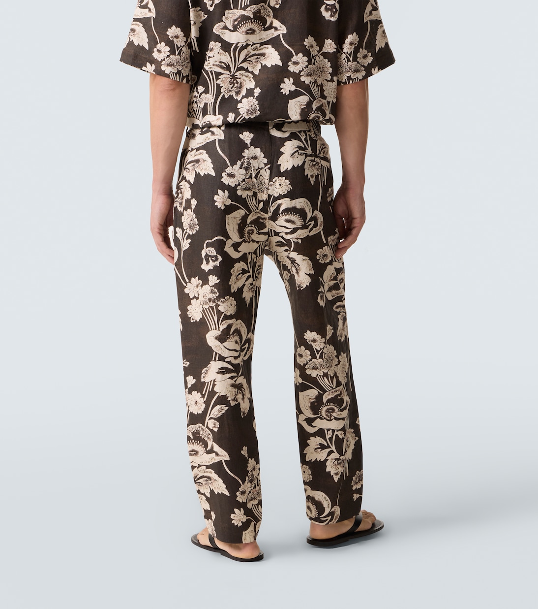 Floral linen straight pants | Commas