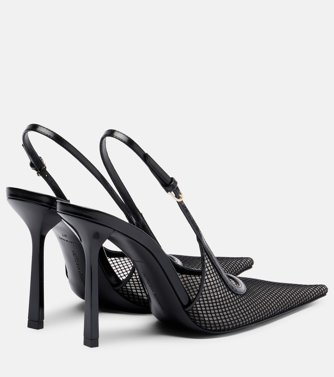 Leather-trimmed mesh slingback pumps | Victoria Beckham