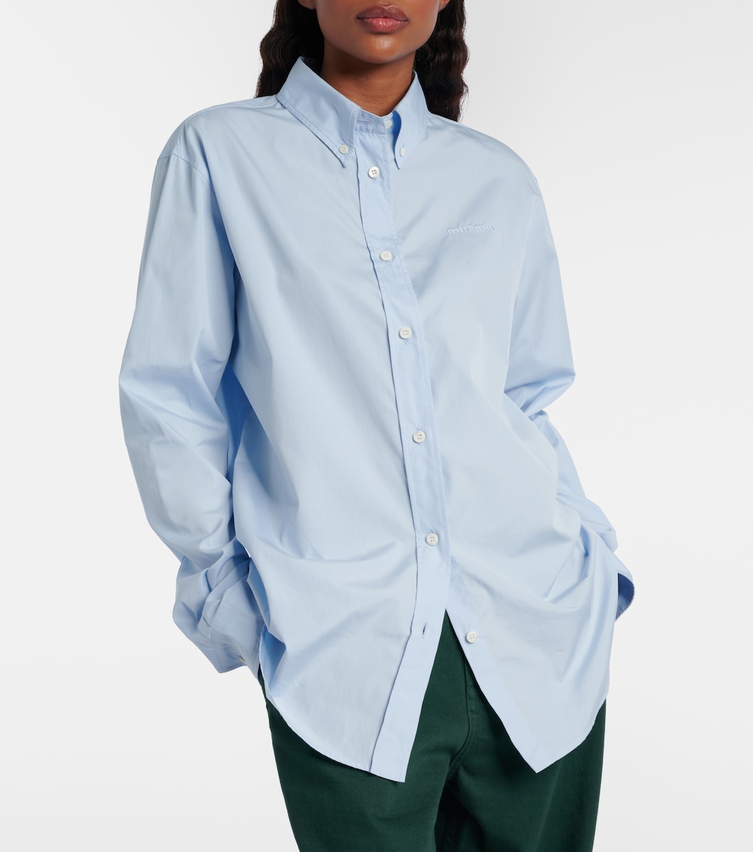 Camisa de popelín de algodón | Miu Miu