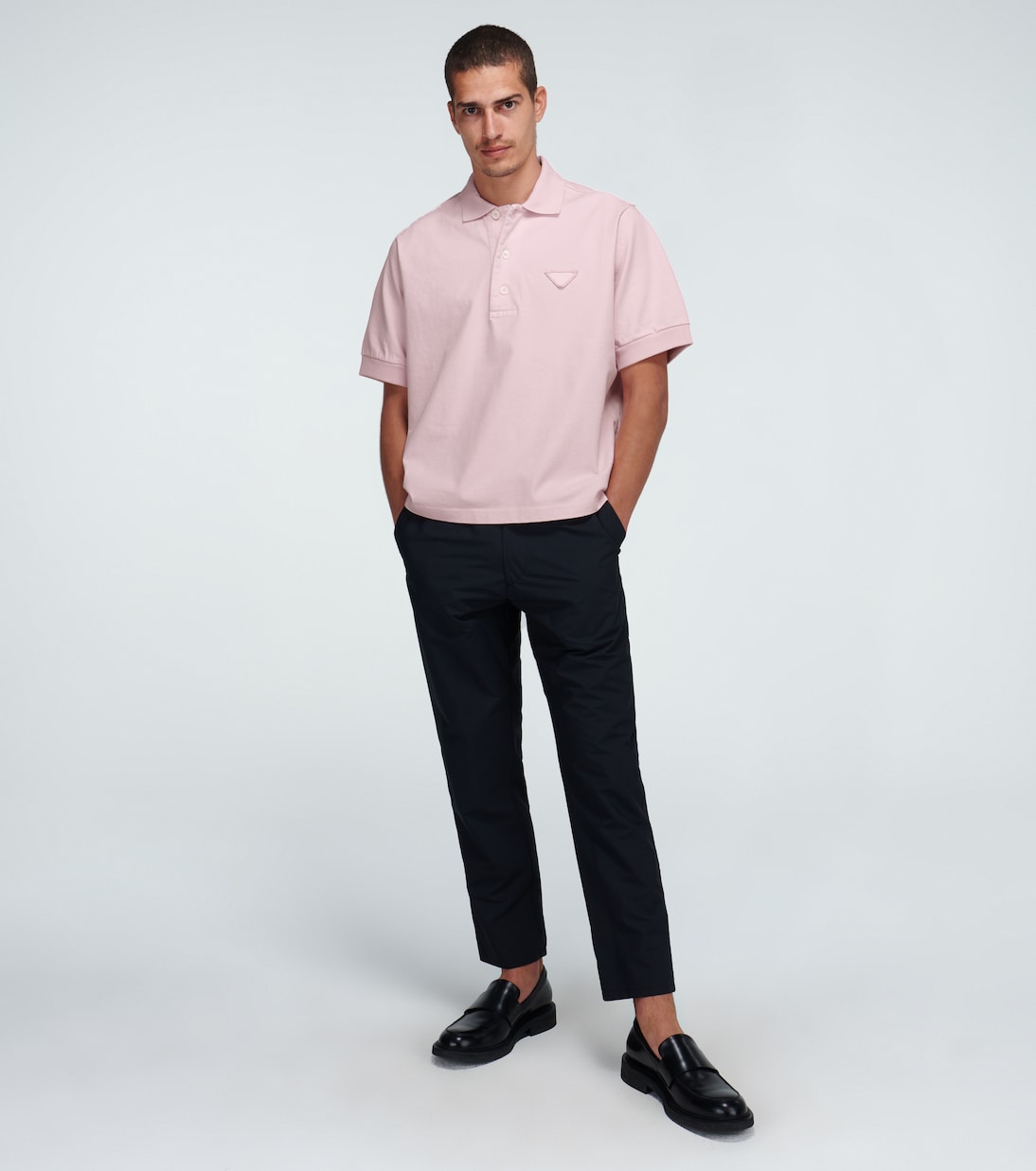 Jersey polo with tonal logo | Prada