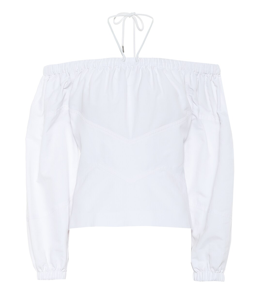 Top Silvia in tessuto tecnico con scollo bardot | Rta
