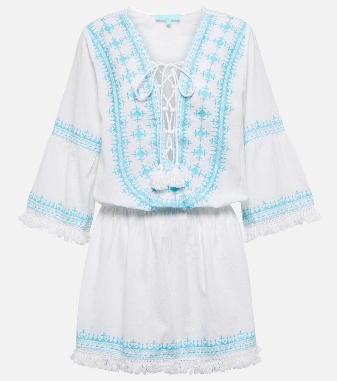 Martina cotton and linen embroidered minidress | Melissa Odabash