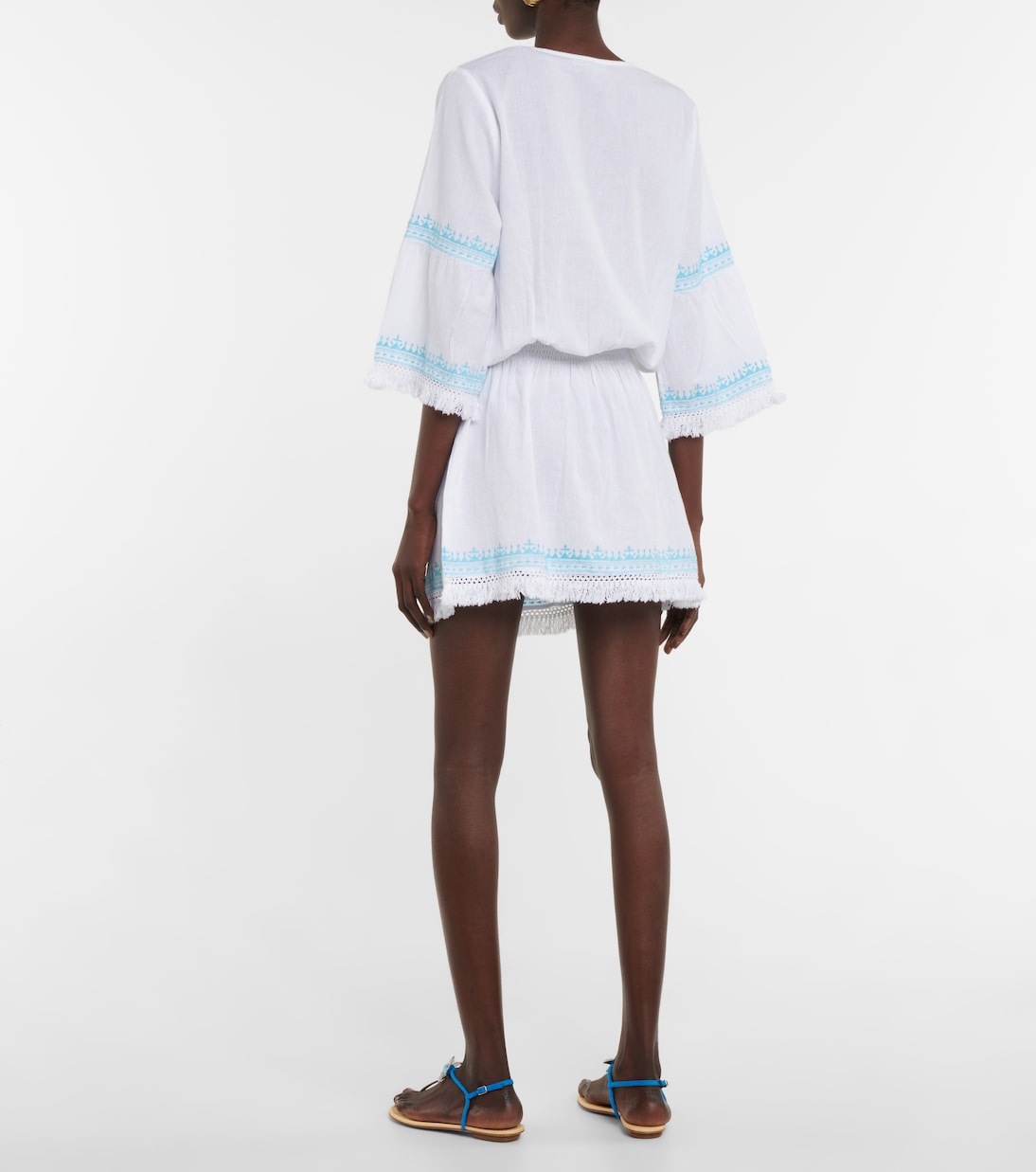 Martina cotton and linen embroidered minidress | Melissa Odabash