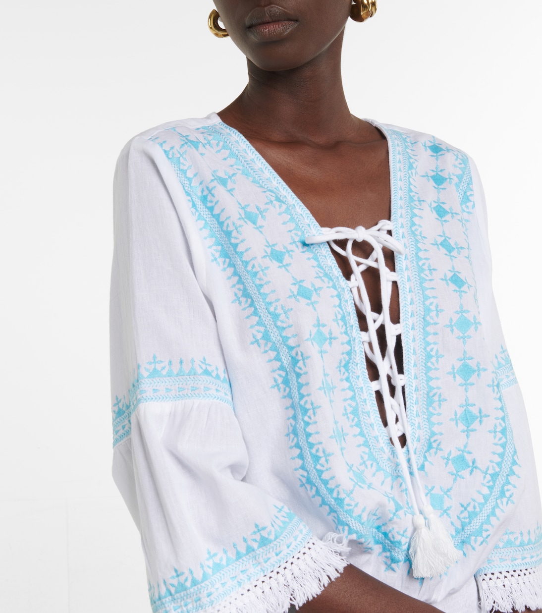 Martina cotton and linen embroidered minidress | Melissa Odabash