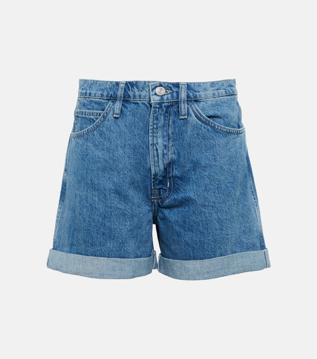 Shorts di jeans a vita alta con risvolto | Frame