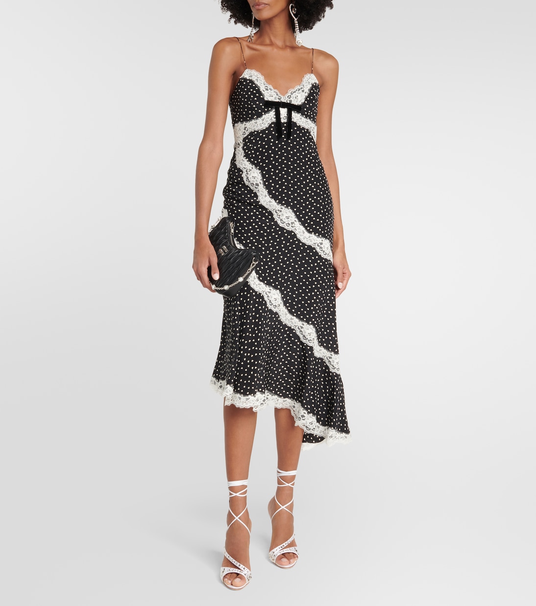 Lace-trimmed polka-dot silk midi dress | Alessandra Rich