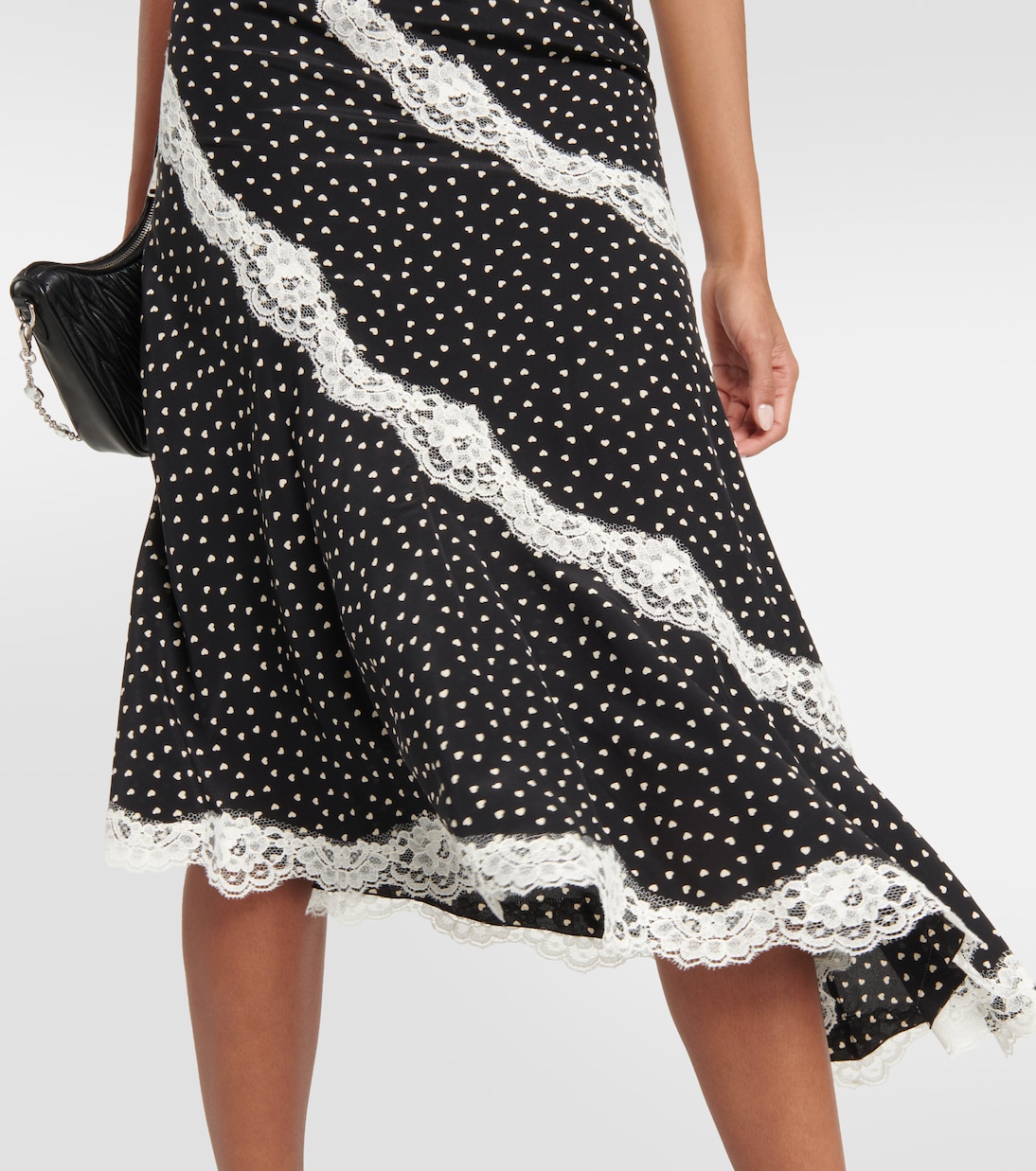 Lace-trimmed polka-dot silk midi dress | Alessandra Rich