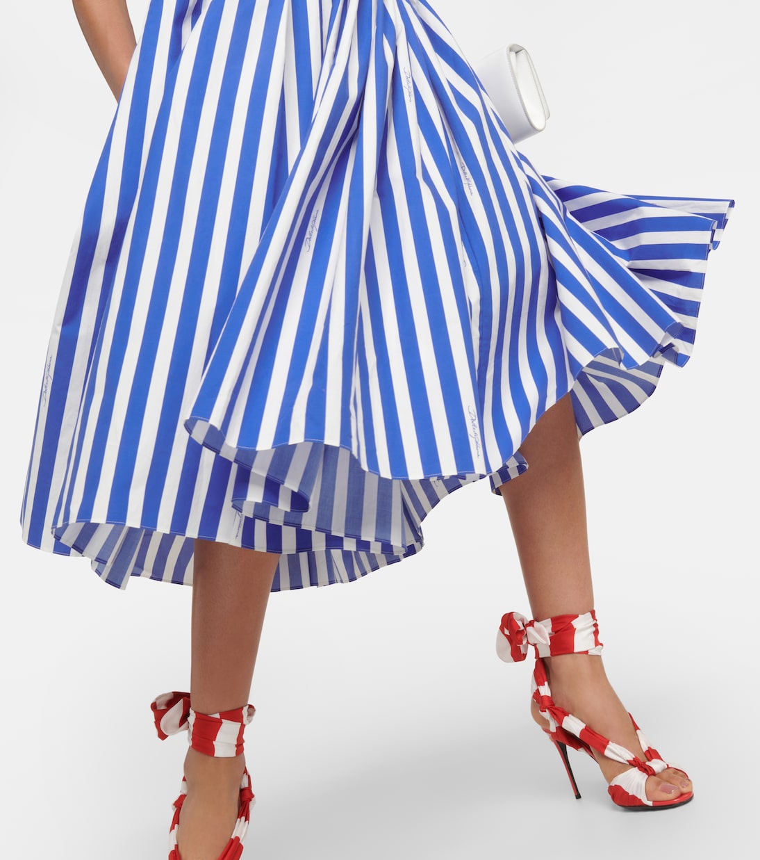 Abito midi Portofino a righe in cotone | Dolce&Gabbana