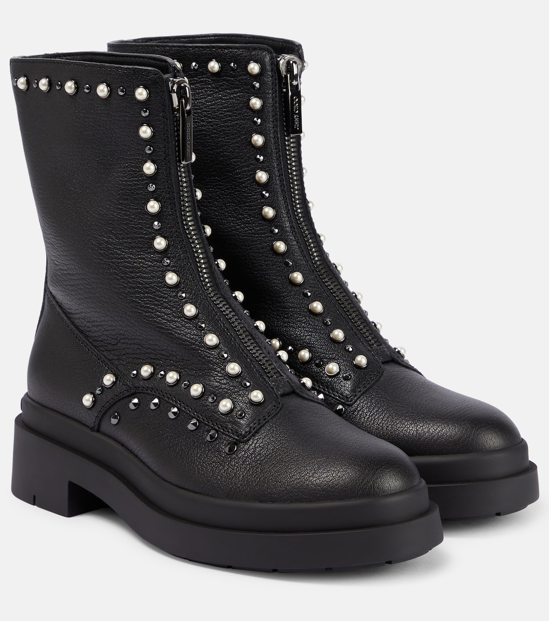 Nola embellished leather ankle boots in black Jimmy Choo Mytheresa
