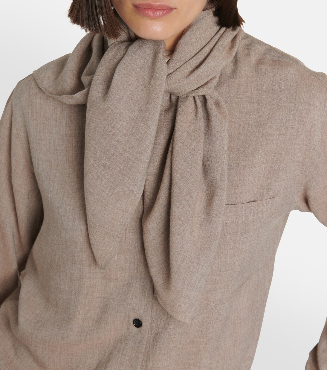Striped Shirt with Scarf Collar