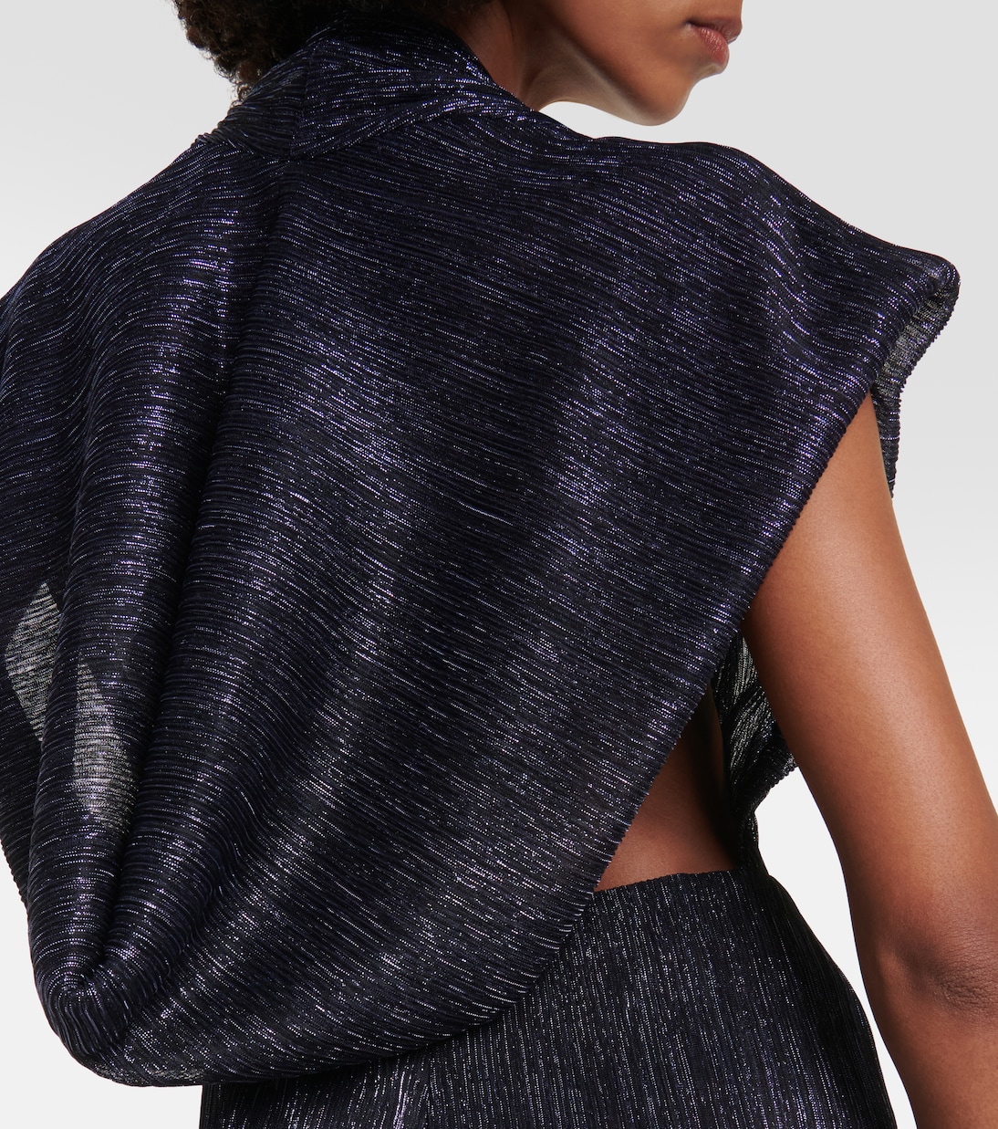 Gathered metallic plissé gown | Costarellos