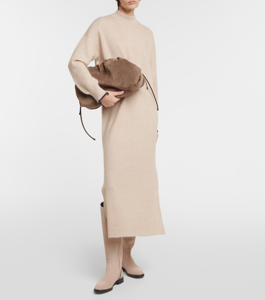 Midikleid aus Alpakawolle und Baumwolle | Brunello Cucinelli