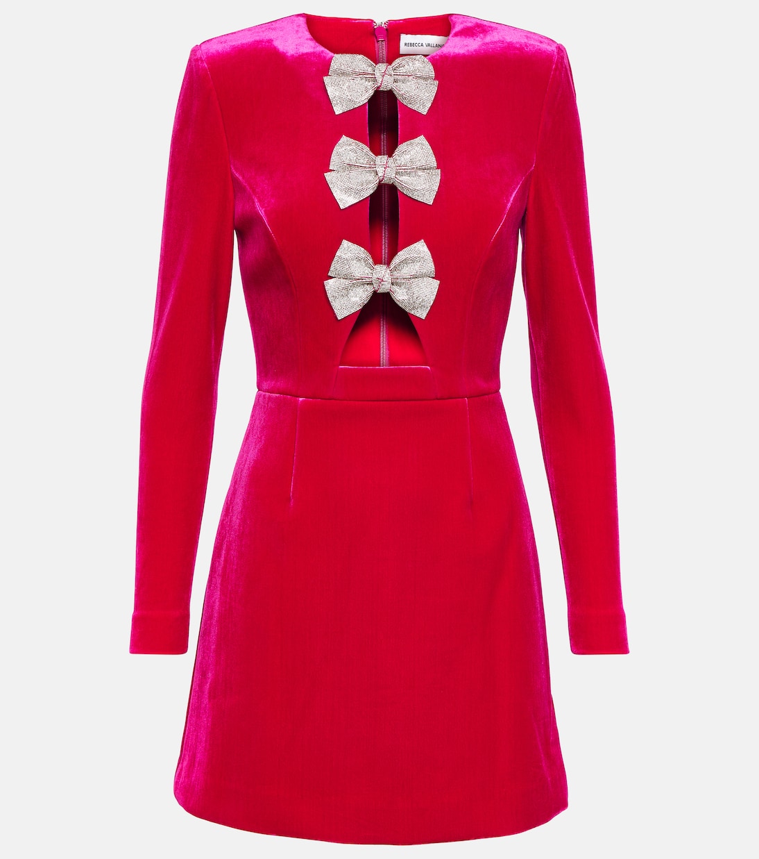 Bernadette bow-detail velvet minidress | Rebecca Vallance