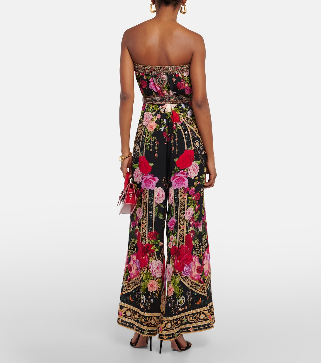 Printed strapless silk jumpsuit | Camilla