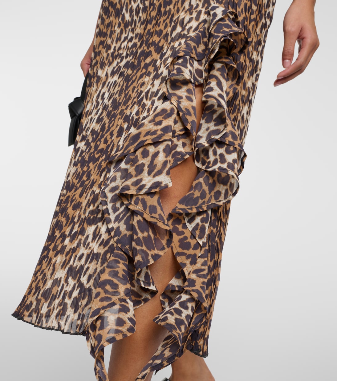 Leopard-print georgette midi skirt  | Ganni