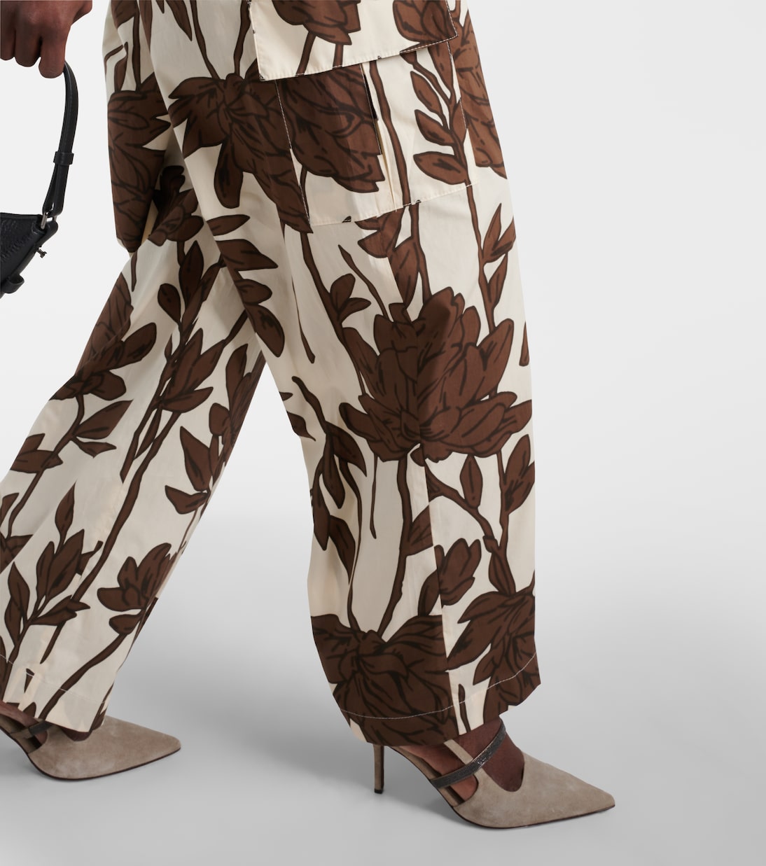 Pantaloni cargo in popeline di cotone con stampa | Brunello Cucinelli